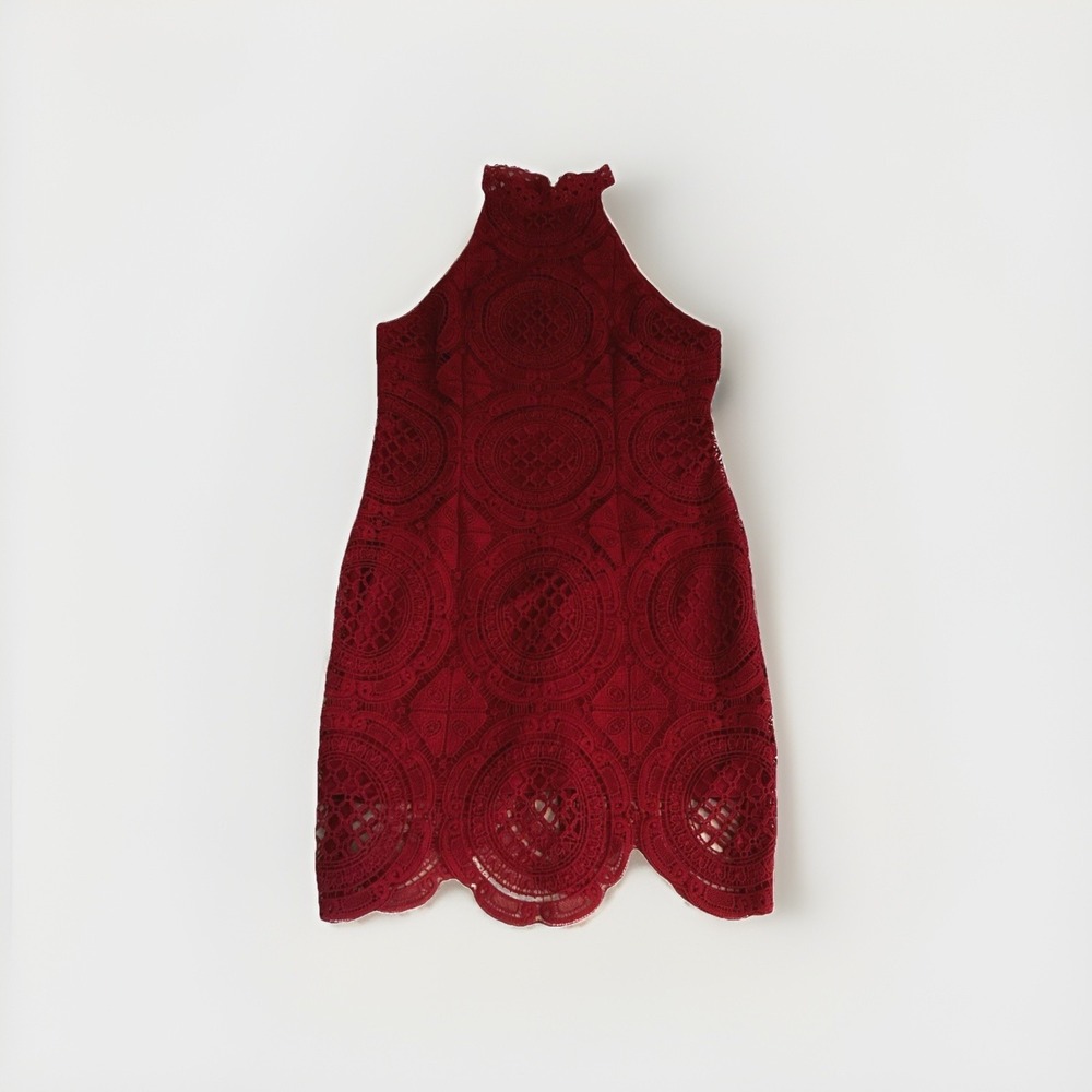 Charlotte Russe Red Crochet Lace Dress XL Bodycon Y2k Flirt Coquette HOCO Party
